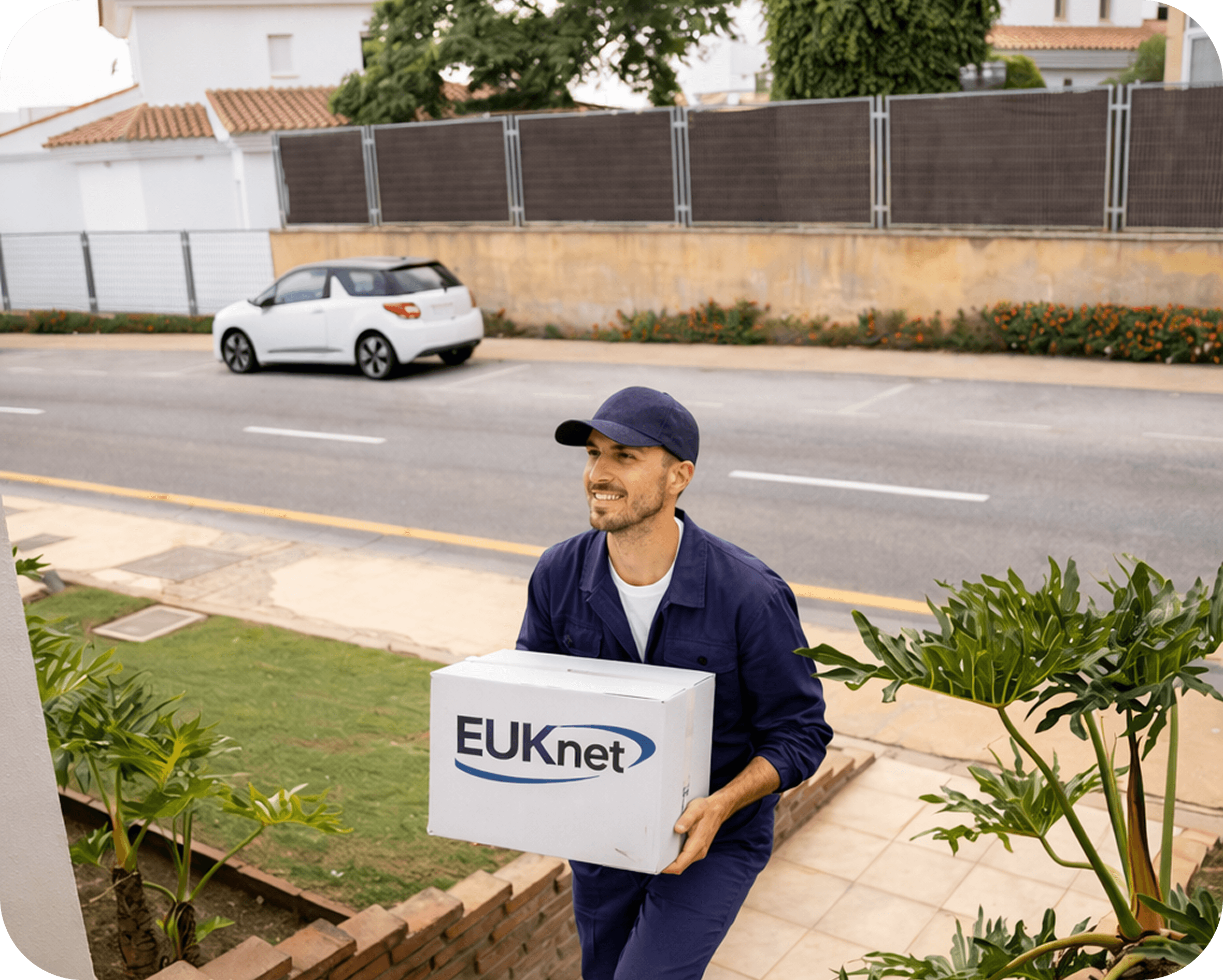 Courier delivering EUKnet parcel